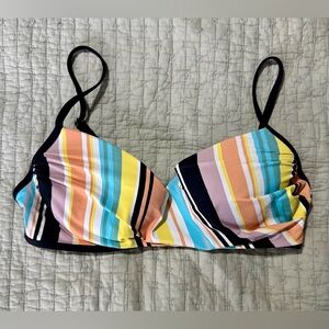 Sky Multicolor Striped Push Up Bikini Top